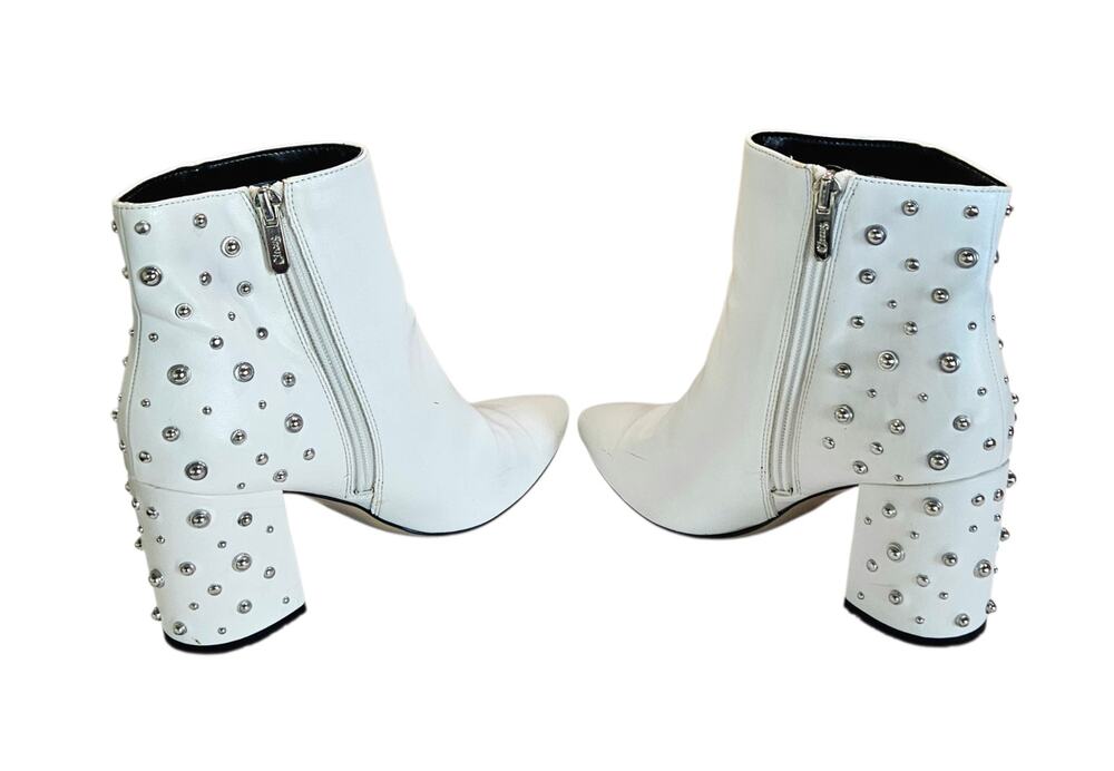 Sam Edelman Hannah Studded White Bootie  Ankle Boots SZ. 7.5